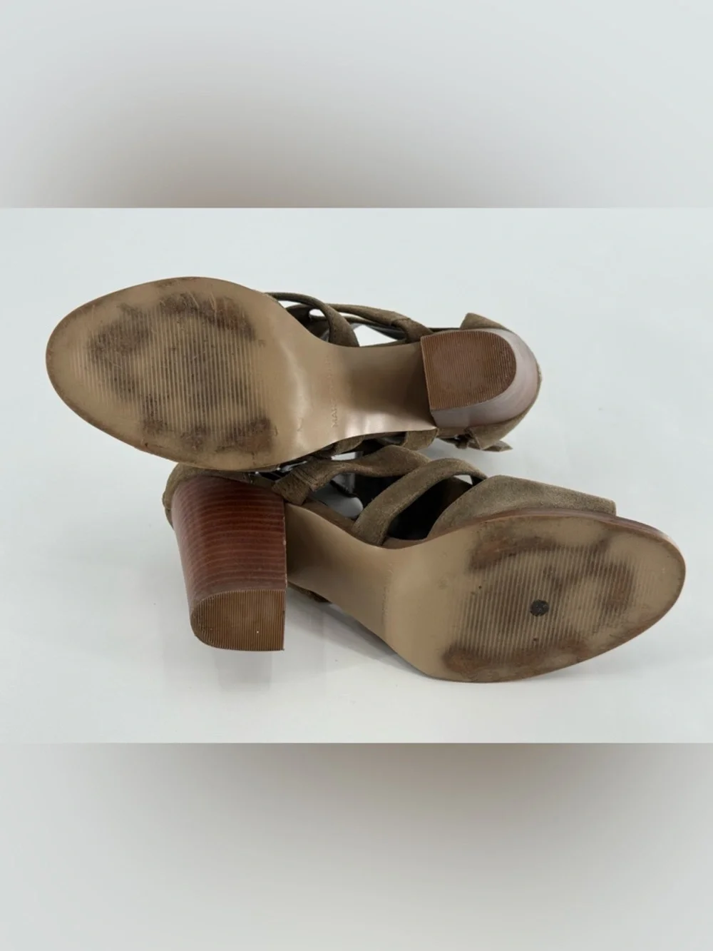 Marc Fisher‎ Olive Green Suede Strappy Sandals Heels 9